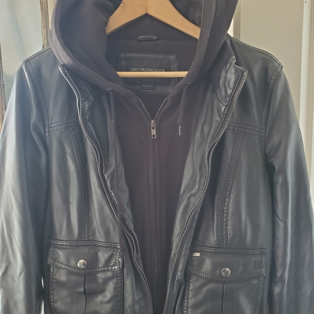 OBEY Rapture Vegan Leather Jacket - Picture 2 of 2